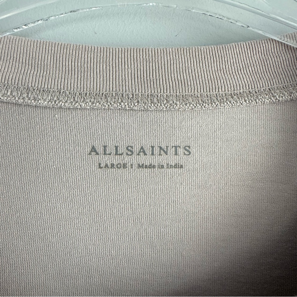 All Saints Kole SS Crew Oversized Ramskull Logo Tee Men's L 100% Cotton Beige - Picture 4 of 12